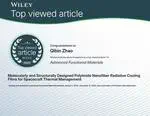 Our paper on PI radiative cooling for spacecraft thermal management has been recognized as a top viewed article in Advanced Functional Materials